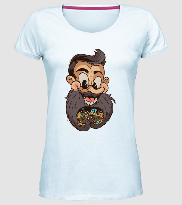 Comoară barbă model albastru deschis pe tricou