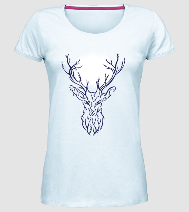 Siluetă cerb model albastru deschis pe tricou