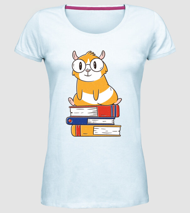 Porcușor de Guineea pe cărți model albastru deschis pe tricou