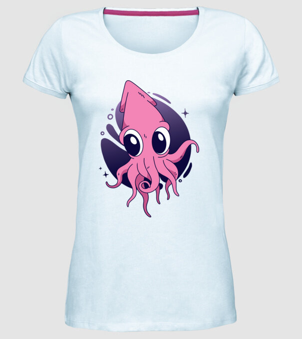 Calmar model albastru deschis pe tricou