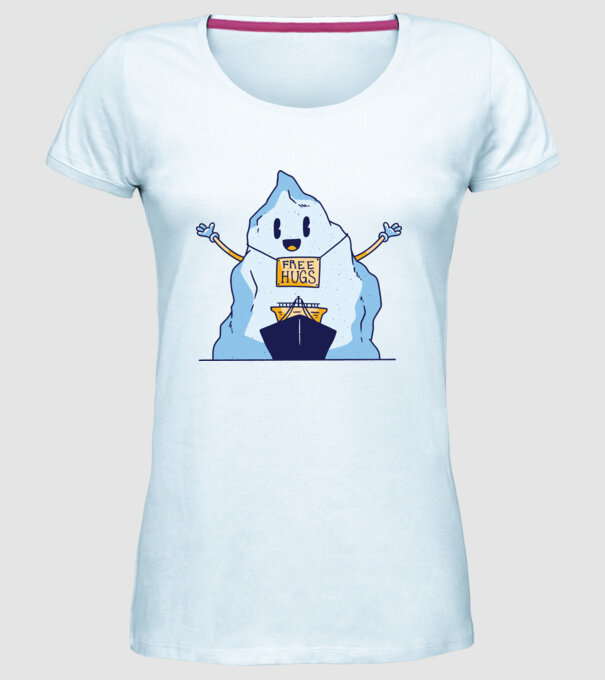 Titanic Iceberg Free Hugs model albastru deschis pe tricou