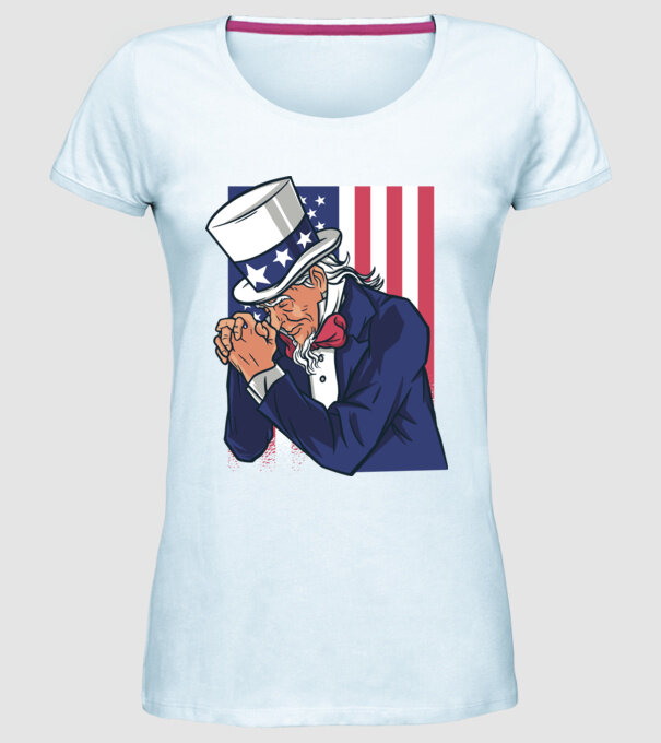 Uncle Sam se roagă model albastru deschis pe tricou