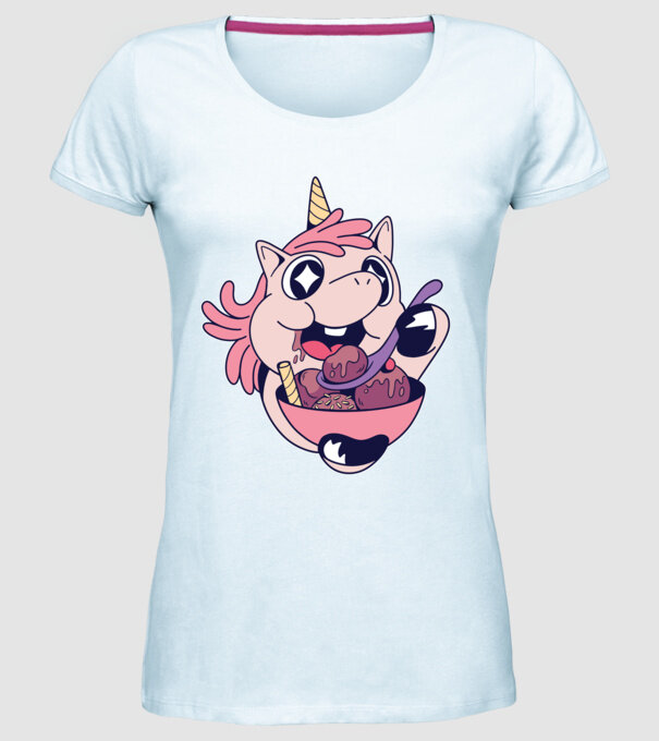 Unicorn Înghețată model albastru deschis pe tricou