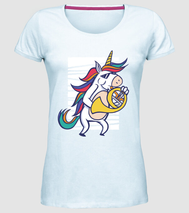 Unicorn Corn model albastru deschis pe tricou