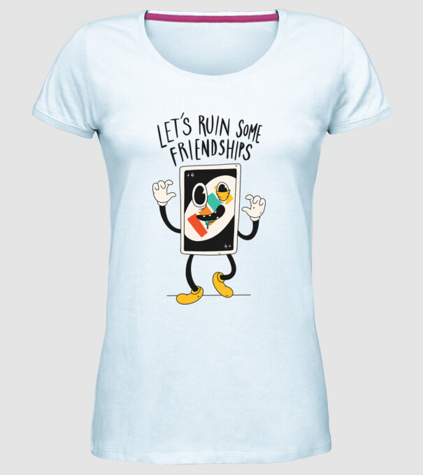 UNO +4 Cărți model albastru deschis pe tricou