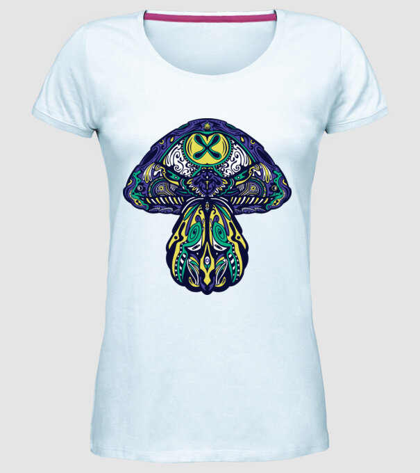 Ciupercă magică model albastru deschis pe tricou