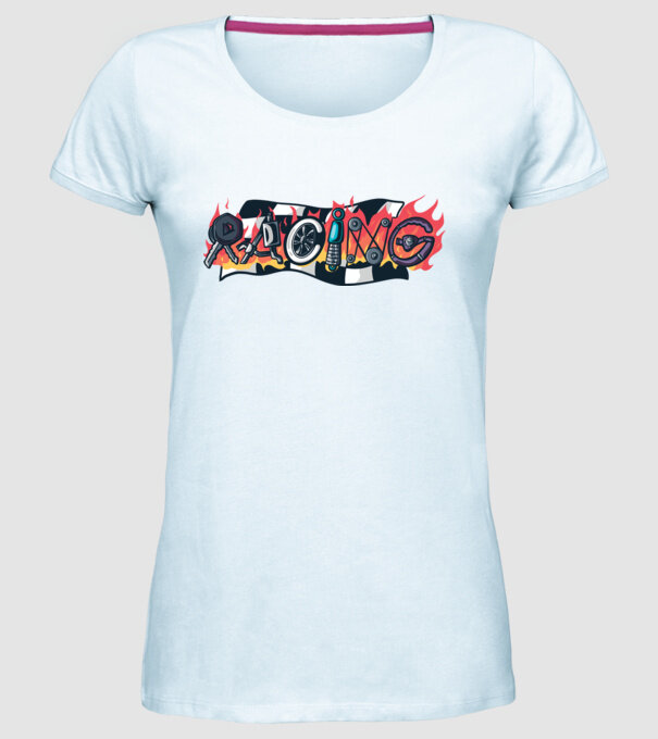 Cursă Racing model albastru deschis pe tricou