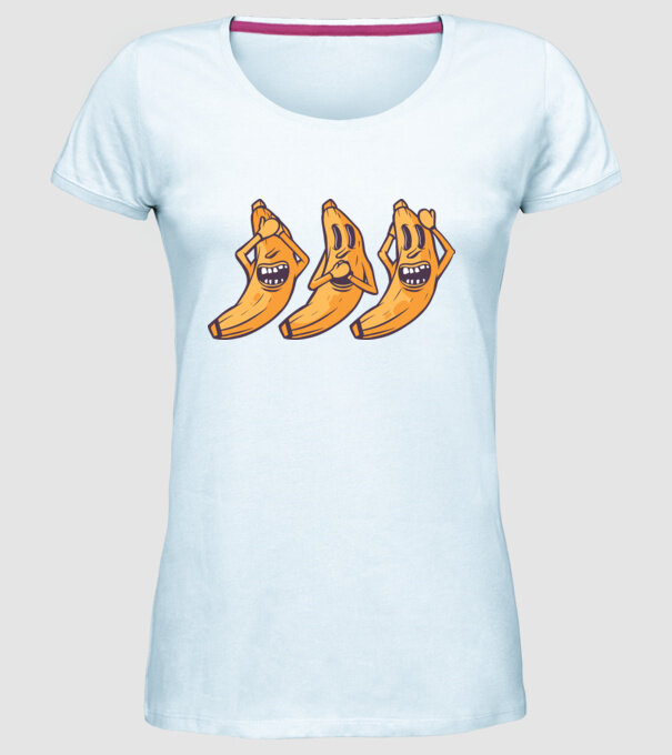 Banane amuzante - Nu vede, nu vorbește, nu aude model albastru deschis pe tricou