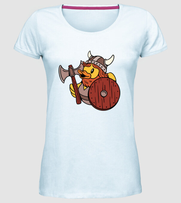 Rățușcă de cauciuc Viking model albastru deschis pe tricou