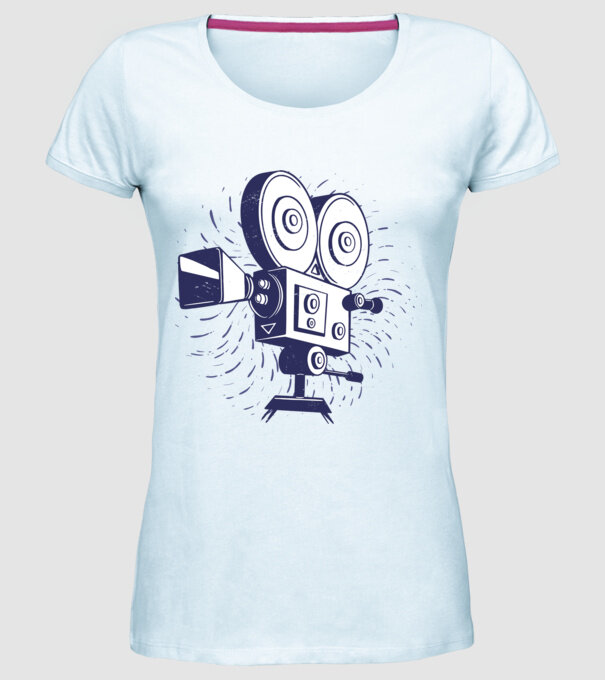 Camera video retro Vintage model albastru deschis pe tricou