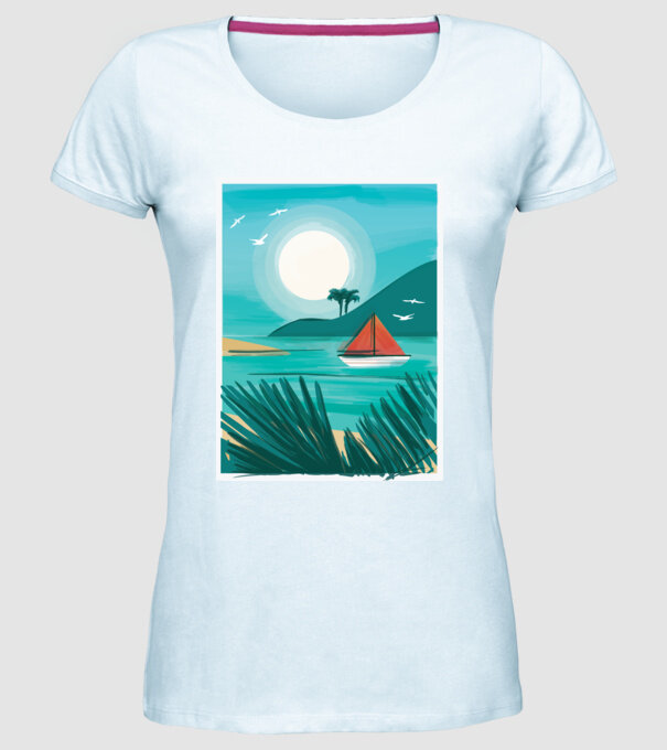 Navigație Pictură model albastru deschis pe tricou