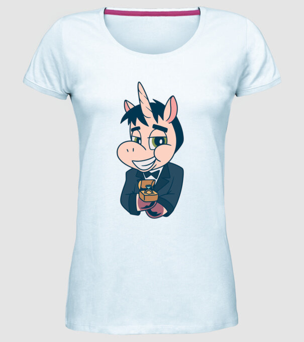 Mire unicorn model albastru deschis pe tricou