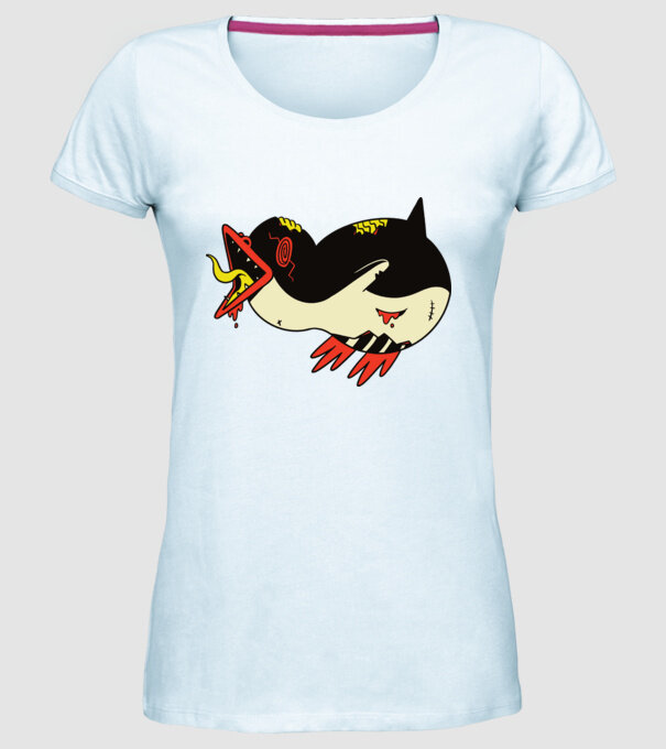 Pinguin Zombie model albastru deschis pe tricou