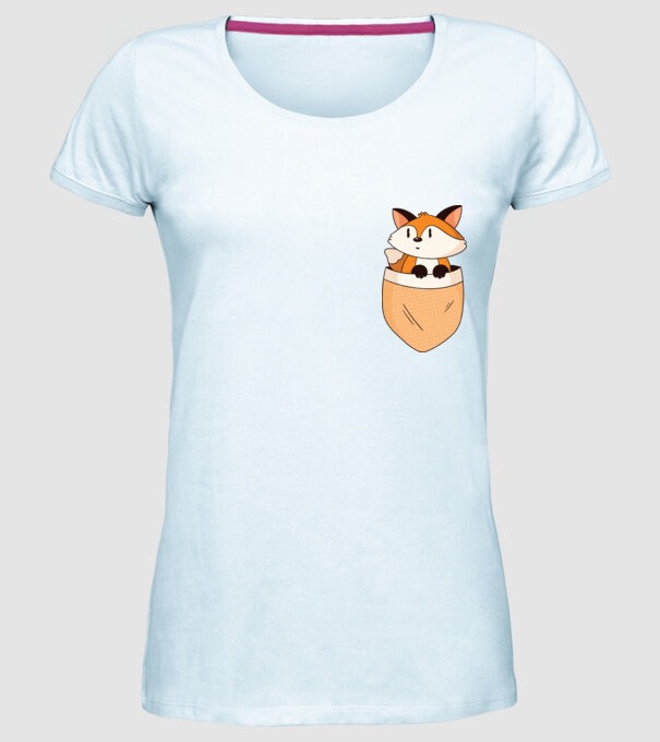 Vulpe de buzunar model albastru deschis pe tricou