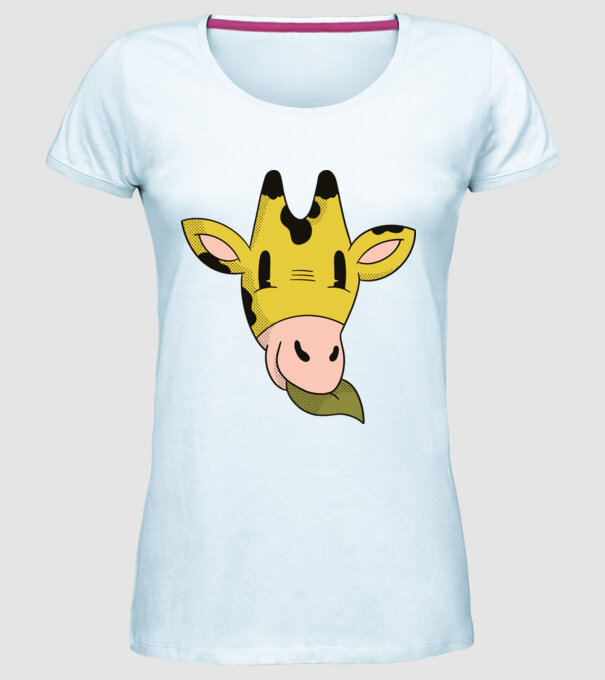 Cap Girafă model albastru deschis pe tricou