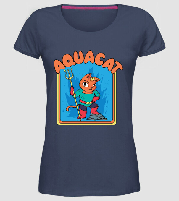 Aquacat model albastru jeanși pe tricou