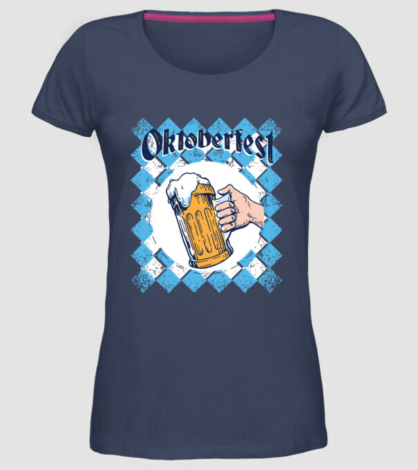 Tricou cu bere Oktoberfest model albastru jeanși pe tricou