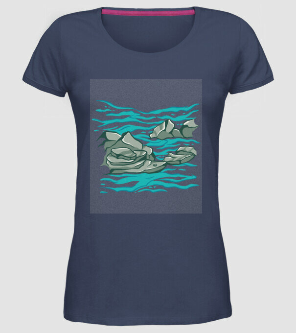 Oceanul cu Stânci model albastru jeanși pe tricou