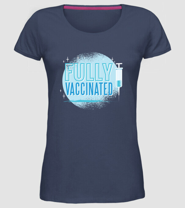 Complet vaccinat model albastru jeanși pe tricou