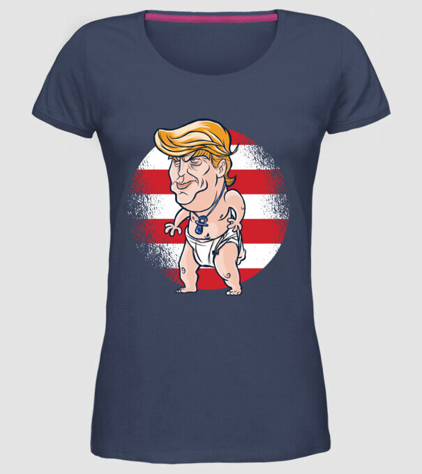 Trump Baby tricou amuzant model albastru jeanși pe tricou