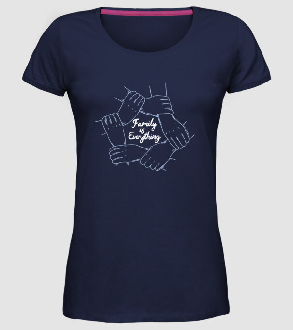 Familia este totul model albastru închis pe tricou