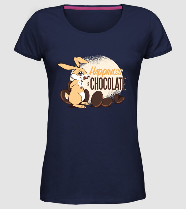 Fericirea este ciocolata model albastru închis pe tricou