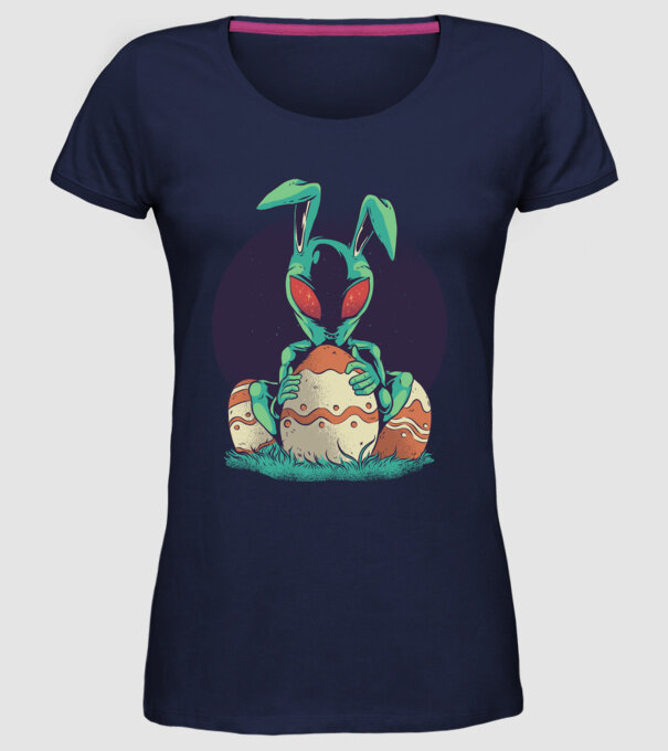 Paște Alien model albastru închis pe tricou