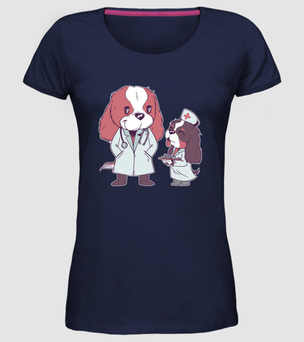 Veterinar câini model albastru închis pe tricou