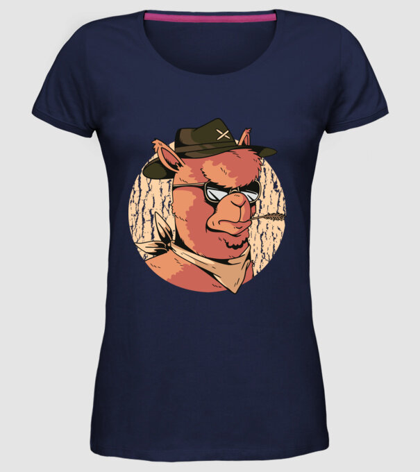 Alpaka model albastru închis pe tricou
