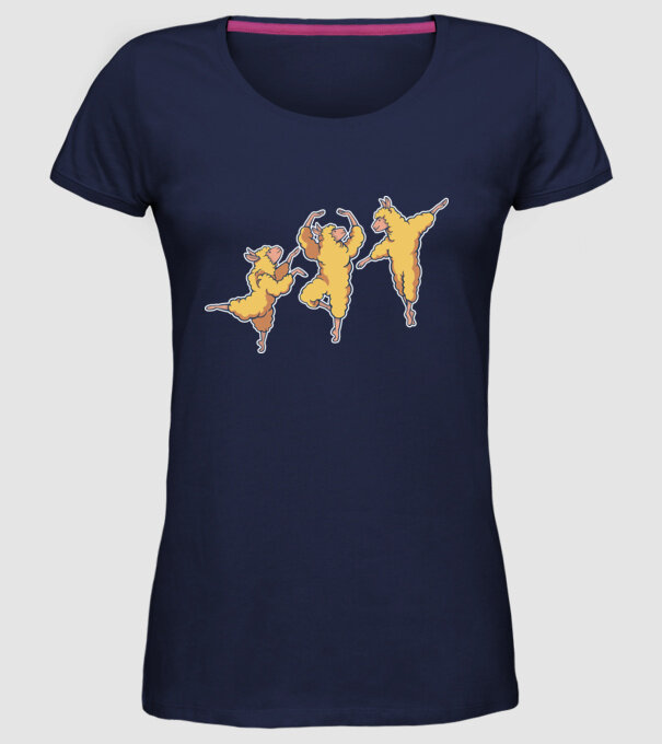 Alpaca Dansatoare model albastru închis pe tricou