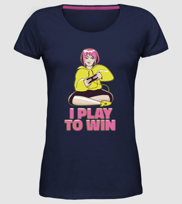 Anime fată Gamer model albastru închis pe tricou