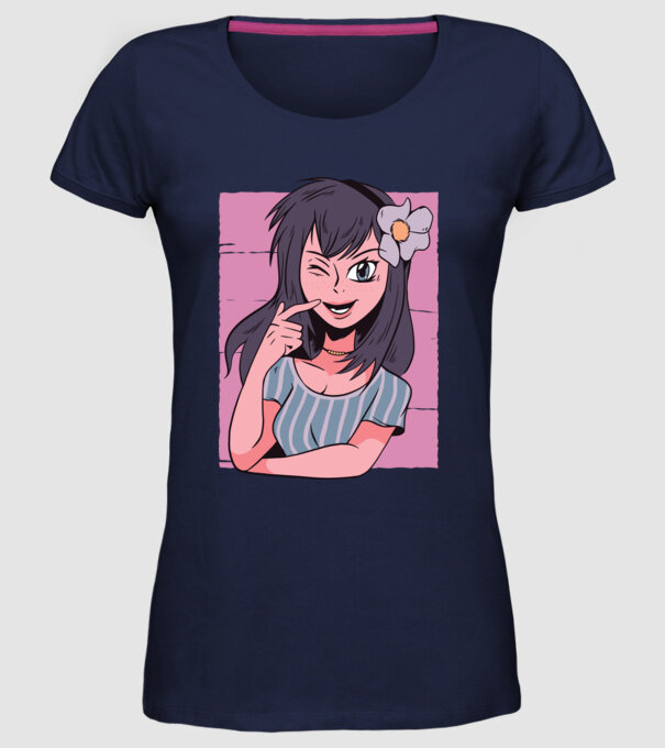 Fată Anime model albastru închis pe tricou