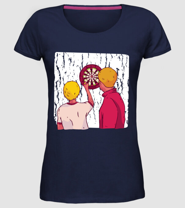 Darts Tată Fiu model albastru închis pe tricou