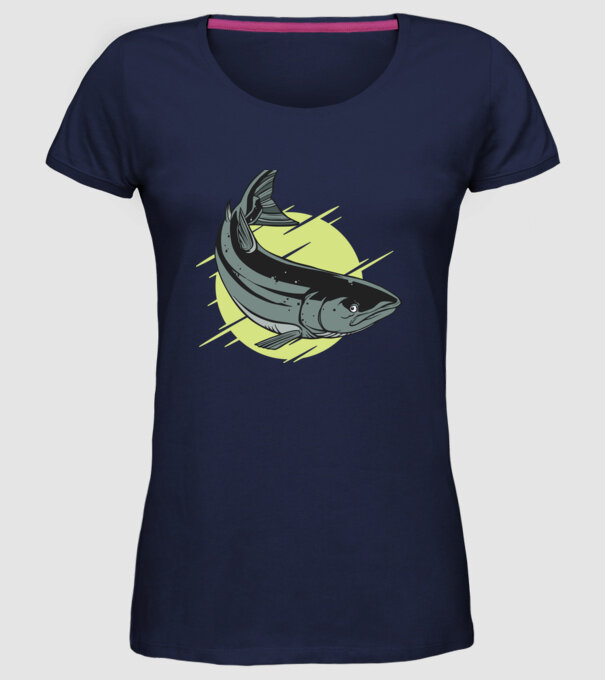 Atlantic Salmon - Somon de Marea Baltică model albastru închis pe tricou
