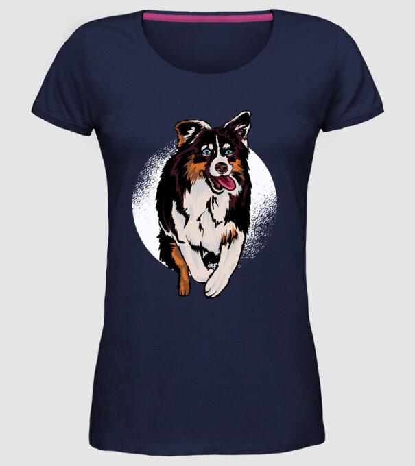 Câine ciobănesc Australian model albastru închis pe tricou