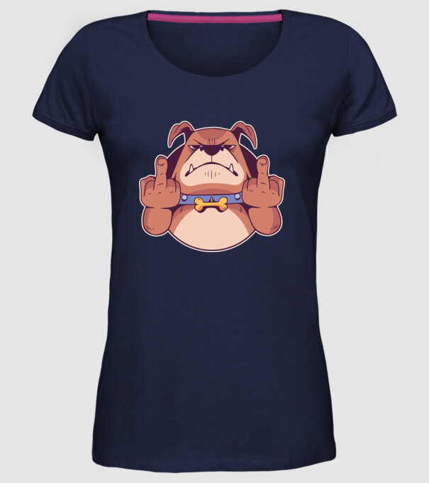 Bulldog arată degetul model albastru închis pe tricou