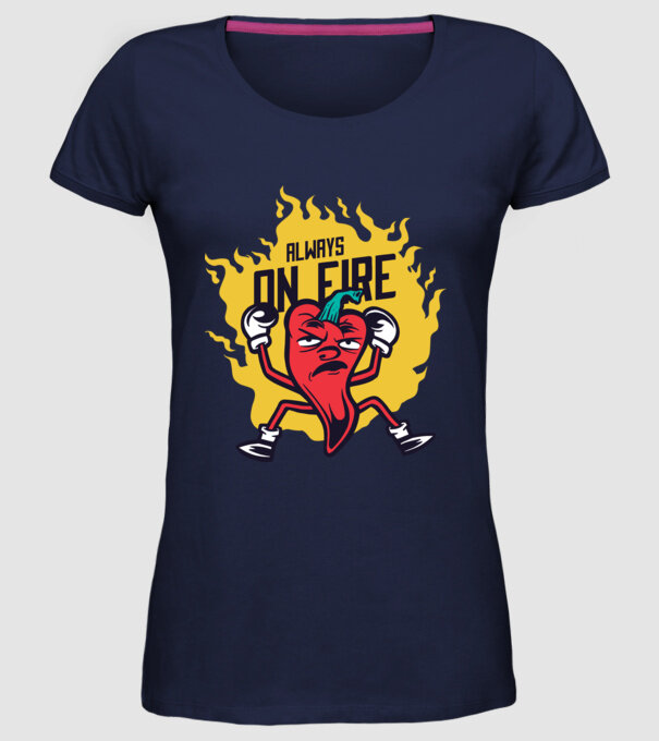 Ardei Chili model albastru închis pe tricou