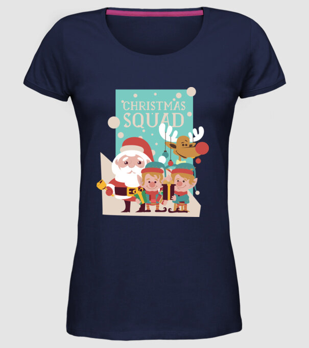 Christmas Squad Echipa de Crăciun model albastru închis pe tricou