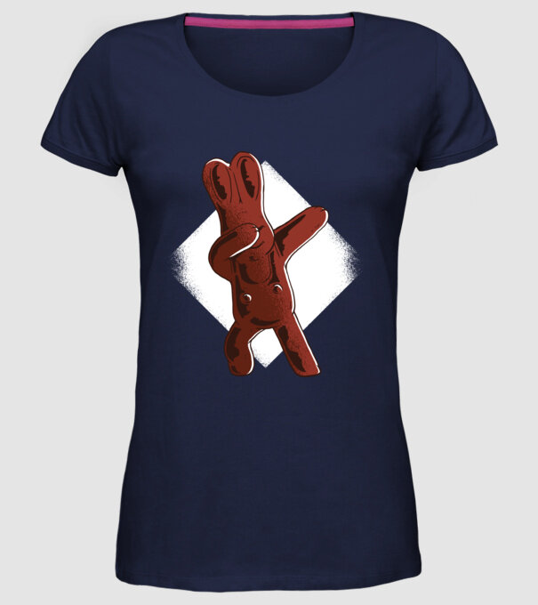 Iepuraș de Ciocolată model albastru închis pe tricou