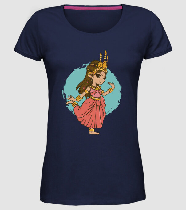 Prințesă drăguță model albastru închis pe tricou