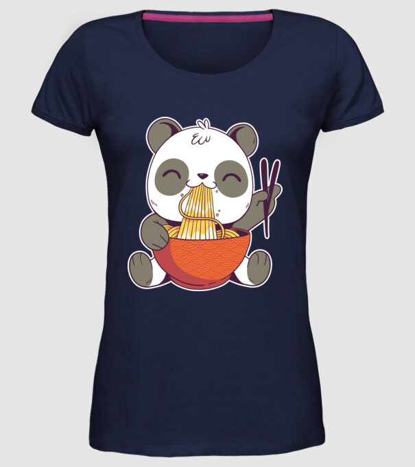 Panda drăguț cu paste model albastru închis pe tricou