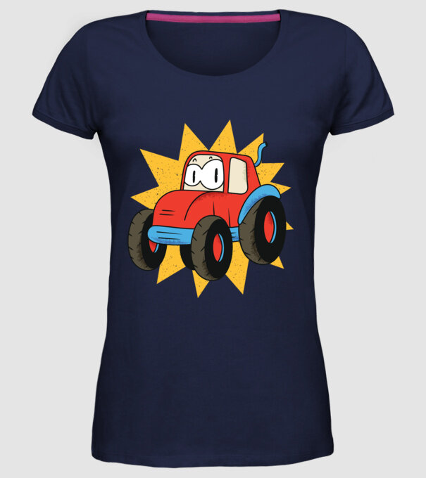 Tractor drăguț pentru copii model albastru închis pe tricou