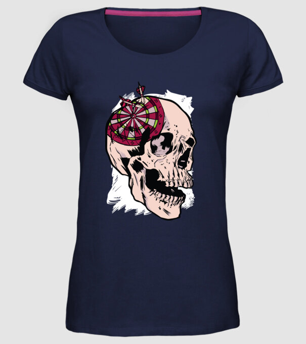 Craniu Darts model albastru închis pe tricou