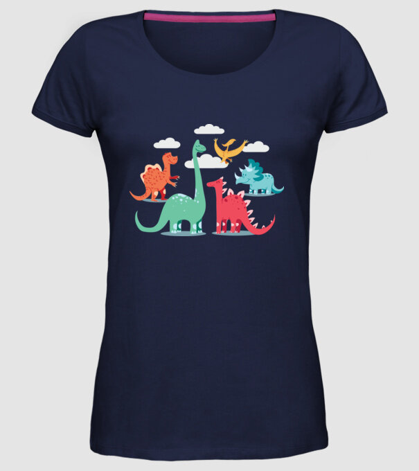 Dinozauri model albastru închis pe tricou