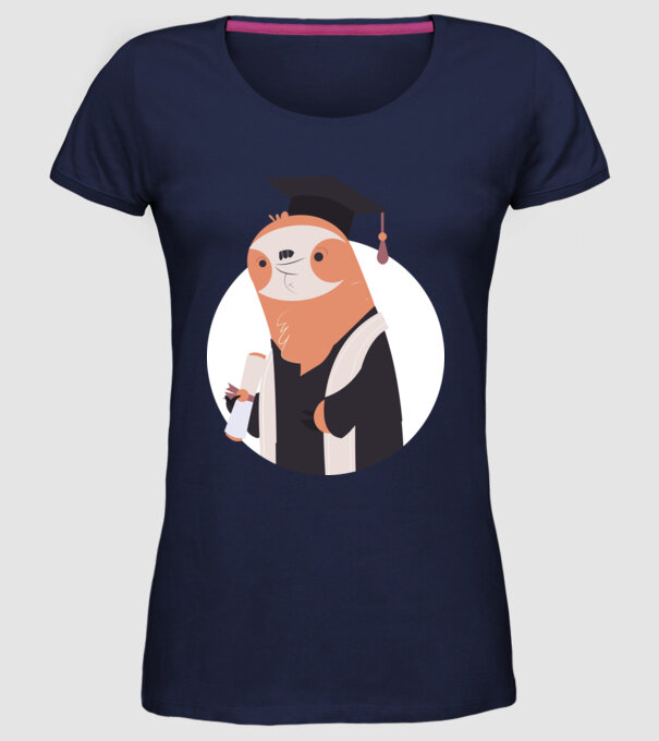 Leneș cu diplomă pentru absolvire model albastru închis pe tricou