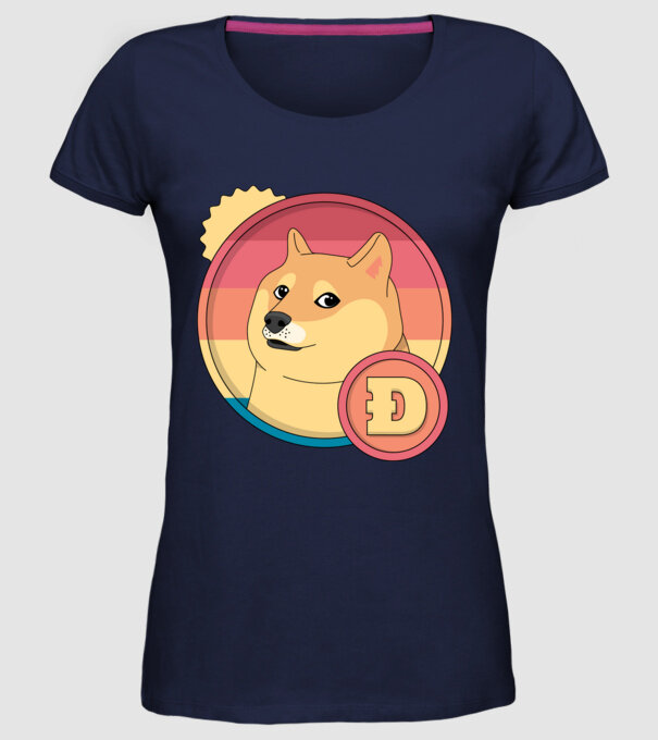 Doge Coin model albastru închis pe tricou