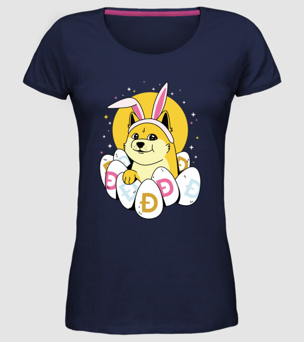 Dogecoin Paște model albastru închis pe tricou