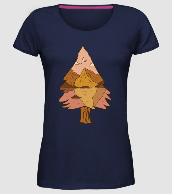 Brad Natură model albastru închis pe tricou