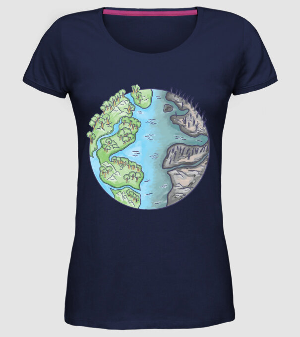 Distrugerea Pământului model albastru închis pe tricou