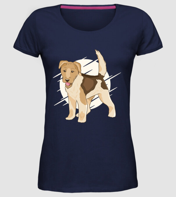 Fox Terrier model albastru închis pe tricou